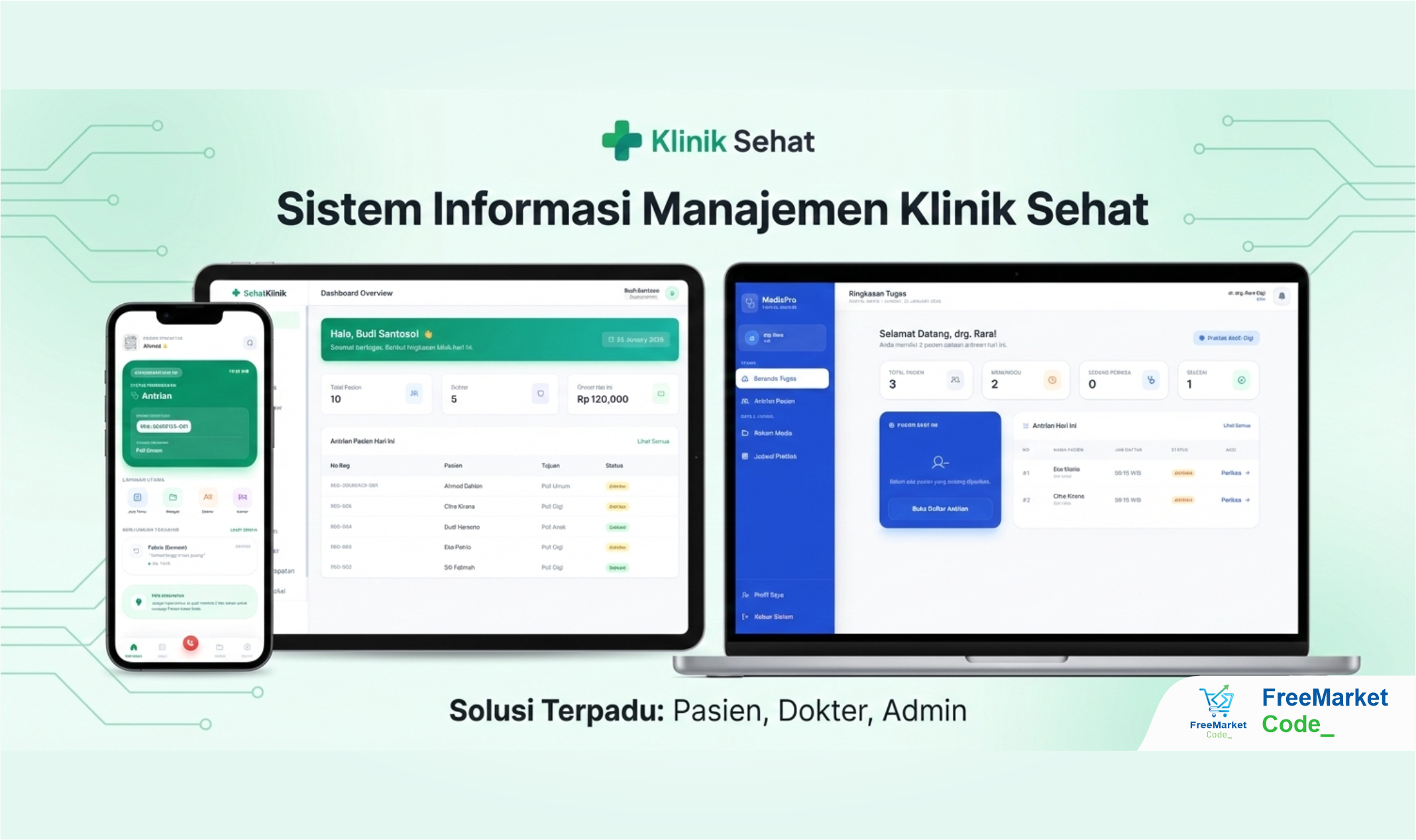 Sistem Informasi Manajemen Klinik Lengkap UI Mobile Based PHP + MySQL + Tailwind